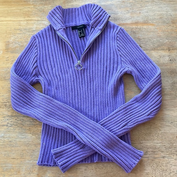 Forever 21 Sweaters - Forever 21 lavender purple ribbed 1/4 zip